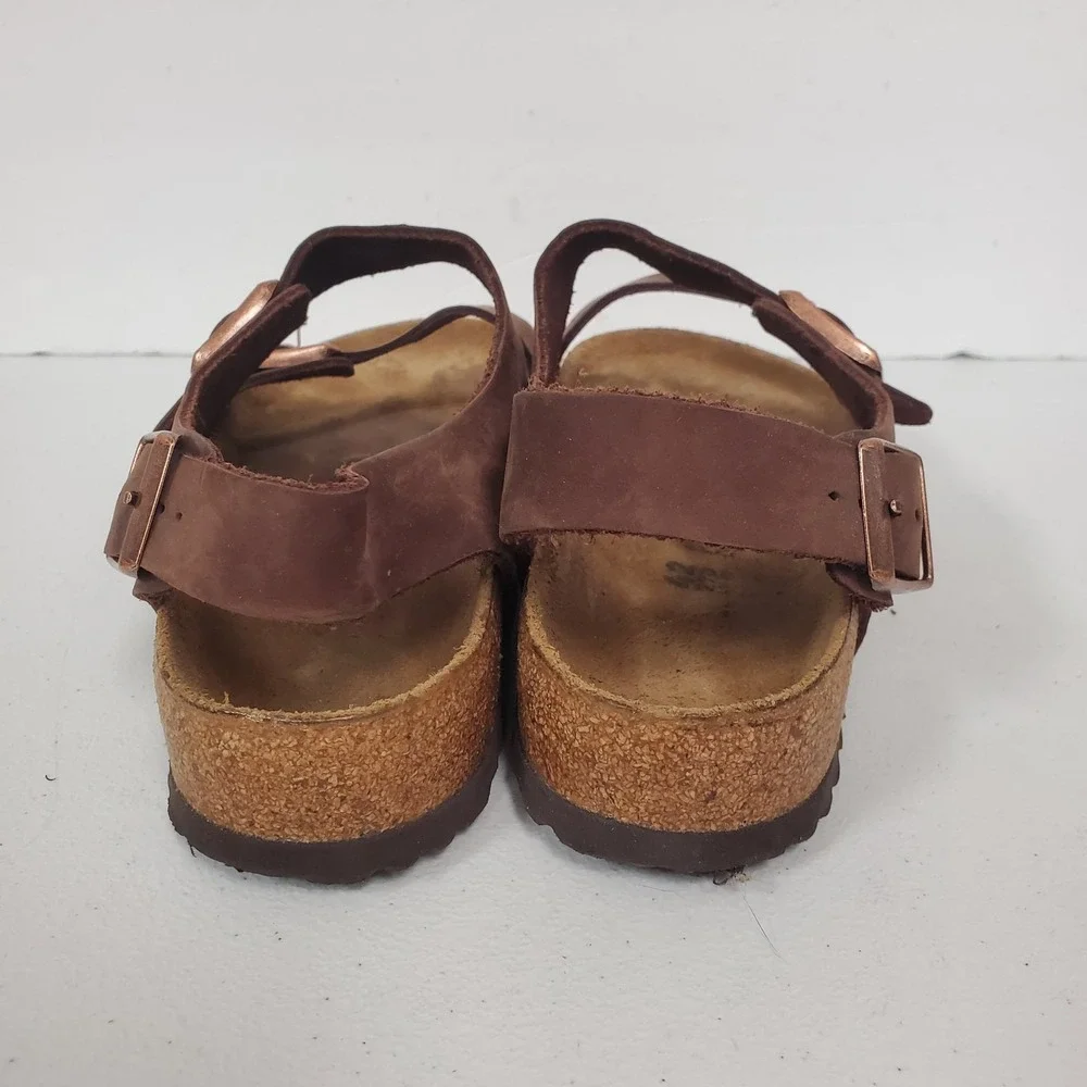Birkenstock Mens Milano Three Strap Sandal Size 42 EU 9 US Brown Leather Comfort